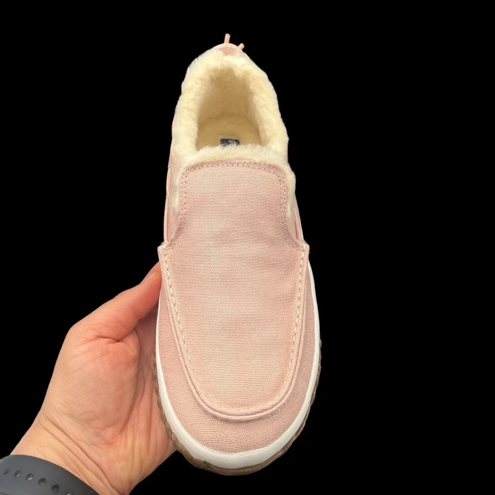 Sperry Youth Girls Moc-Sider Faux Fur Lined Winter Shoes Size 4 Blush Pink White
